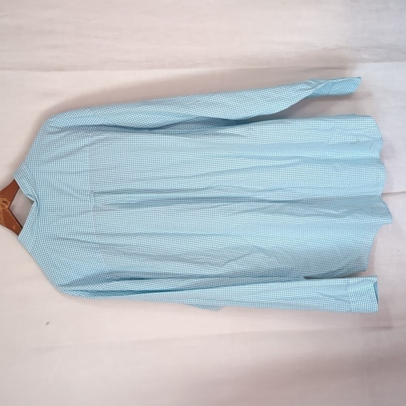 Izod Premium Essentials Teal Gingham Plaid Long Sleeve  Button Up Size 2XT - Picture 5 of 5